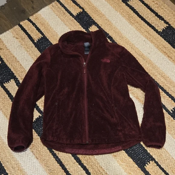 The North Face Deep Burgundy Fleece, Front Zip, Pockets, Logos, M, GUC - Picture 1 of 5